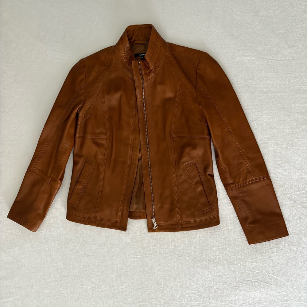 100% Leather Stand Collar Quince Jacket